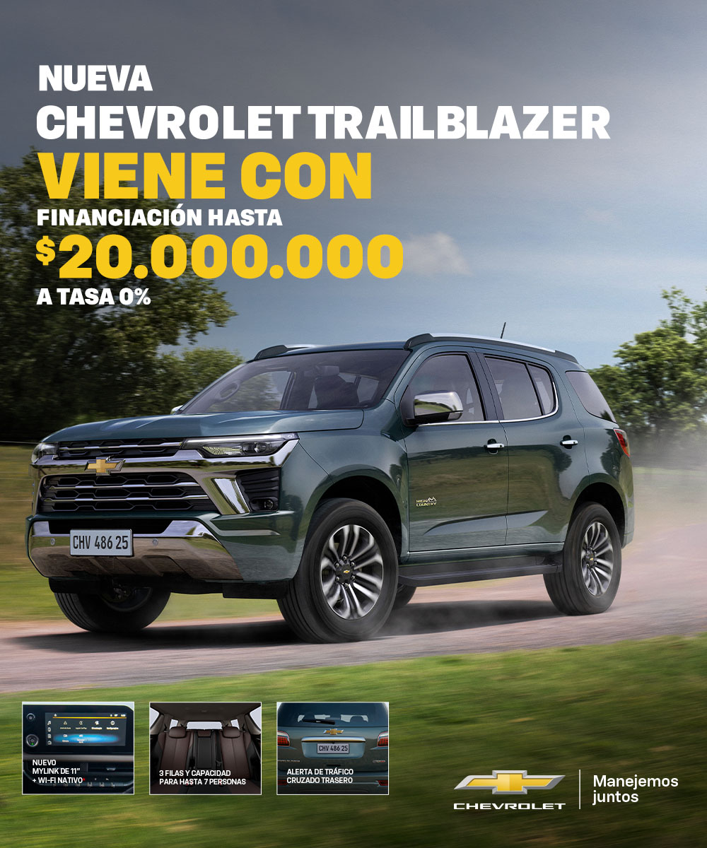 Chevrolet Trailblazer financiada hasta $20.000.000 a tasa 0%